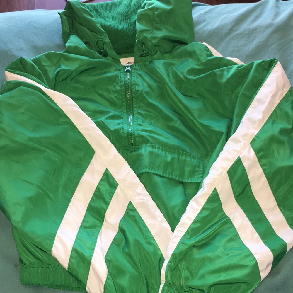 green and white old fashion pullover